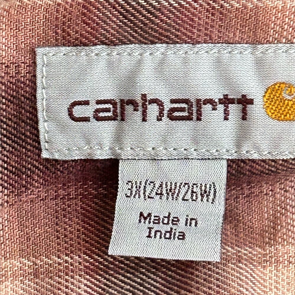 Carhartt Women's Button Down Burgandy Flannel Plaid Shirt Size 3X (24W/26W) - Picture 3 of 14